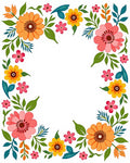 Colorful Floral Border Pattern Rug
