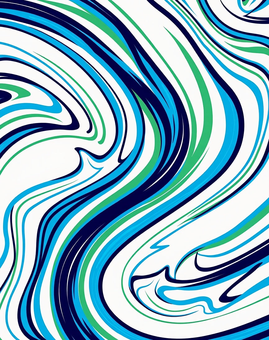 Abstract Swirls Blue Green Pattern Rug