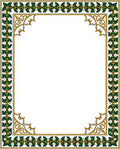 Ornate Green Gold Decorative Border Rug