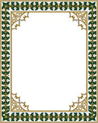 Ornate Green Gold Decorative Border Rug