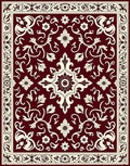 Elegant Maroon Floral Scroll Pattern Rug