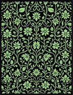 Green Floral Vine Patterned Design Rug