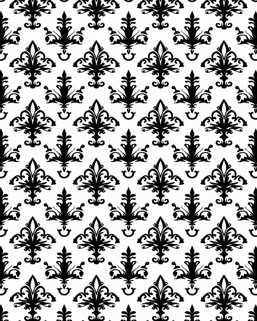 Classic Black White Fleur-de-lis Pattern Rug