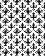 Classic Black White Fleur-de-lis Pattern Rug