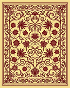 Ornate Floral Scrollwork Pattern Rug