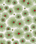 Green Sunburst Pattern With Red Centers Rug
