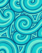 Oceanic Swirls And Triangles Pattern Rug