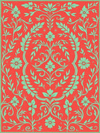 Coral Floral Vine Pattern Rug