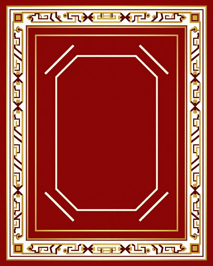 Classic Red And Gold Geometric Rug