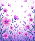 Whimsical Pink Purple Floral Garden Rug