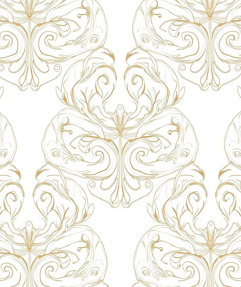 Elegant Gold Scrollwork Pattern Rug