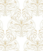 Elegant Gold Scrollwork Pattern Rug