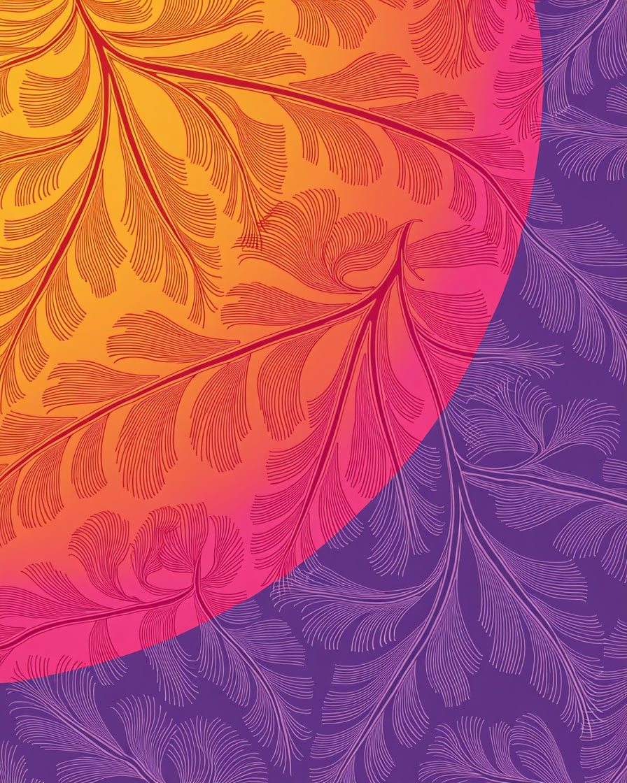 Whimsical Fern Pattern Gradient Rug