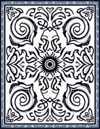Black 2 White Swirl Floral Design Rug