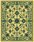 Ornate Floral Scrollwork Antique Pattern Rug