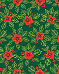 Red Holly Floral Graphic Design Rug