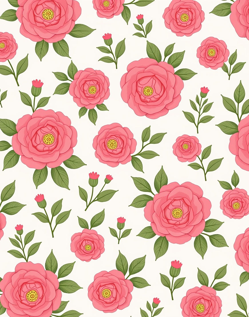Pink Floral Nature Pattern Rug