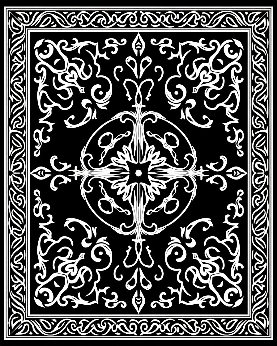 Intricate Floral Scrollwork White Design Rug
