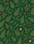Festive Green Frond With Red Berry Pattern Rug