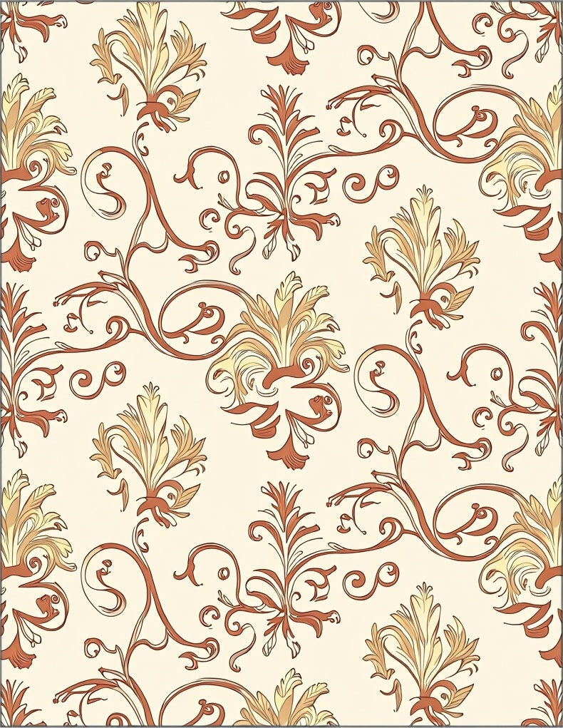 Ornate Floral Swirls Pattern Rug