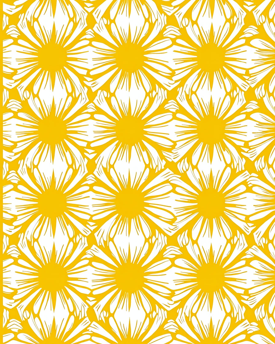 Bold Yellow Floral Pattern Design Rug