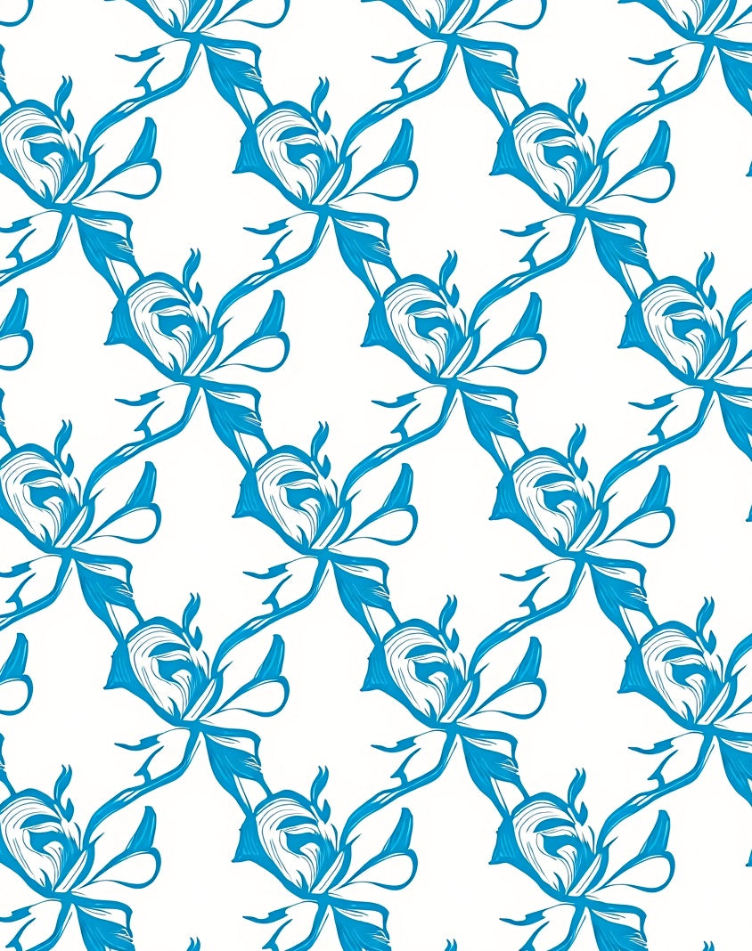 Dynamic Blue Abstract Floral Pattern Rug