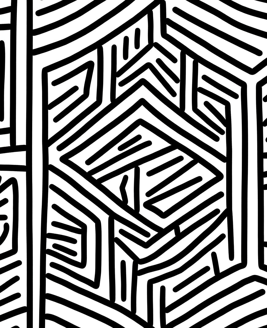 Bold Black White Geometric Pattern Rug