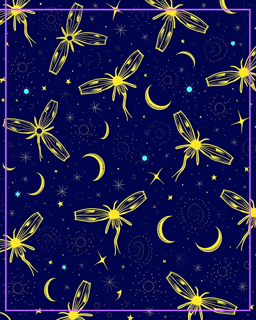 Yellow Insect Starry Sky Pattern Rug
