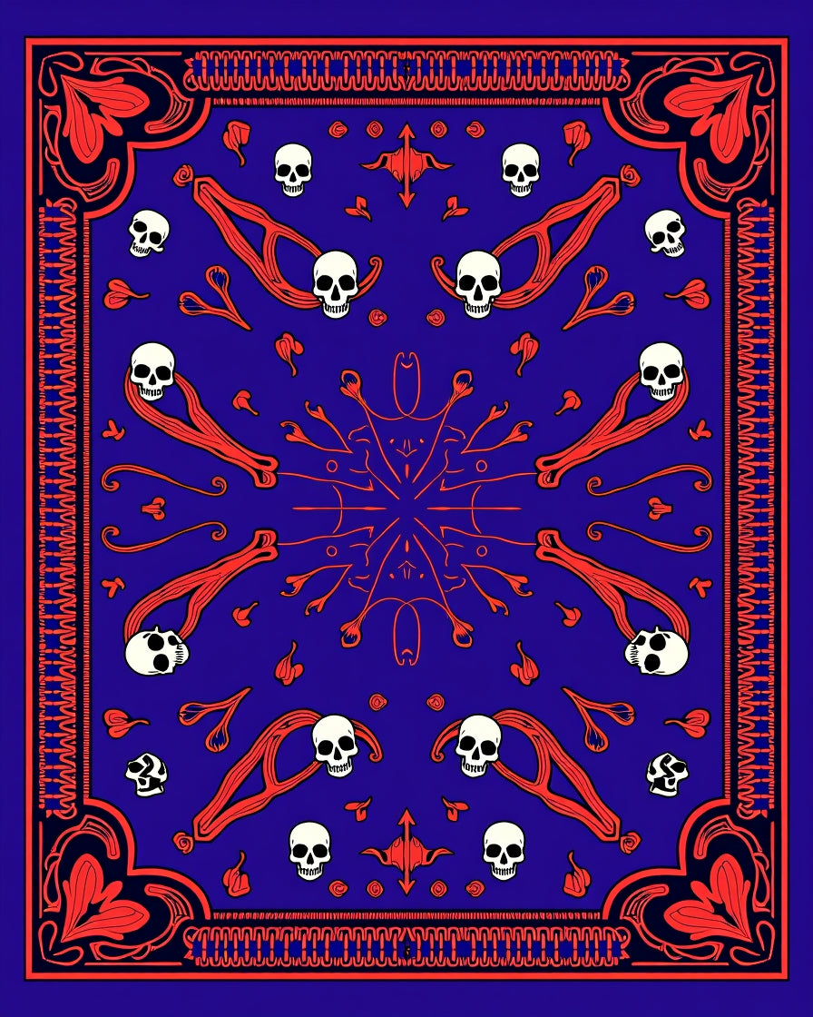 Gothic Skull Floral Pattern Rug