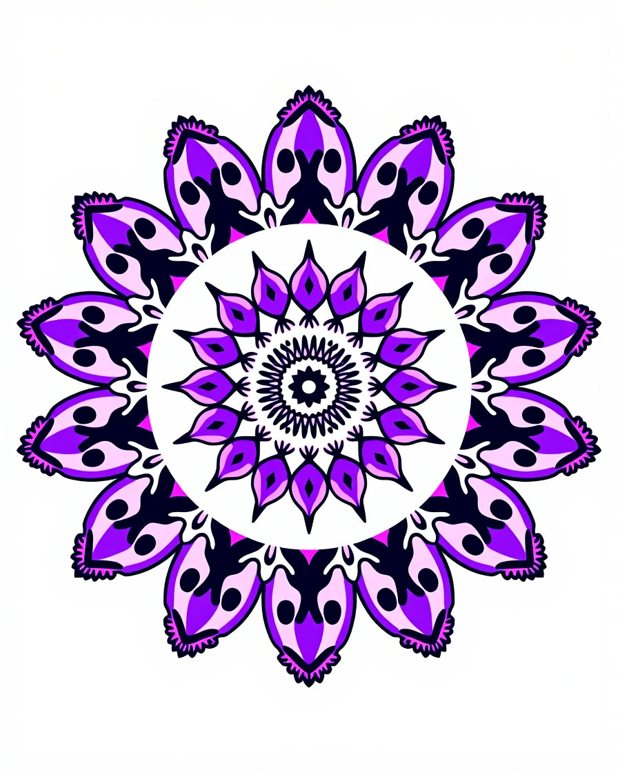 Purple Pink Floral Mandala Design Rug