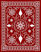 Red White Decorative Floral Pattern Rug
