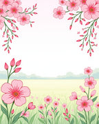 Pink Blossom Meadow Pattern Rug