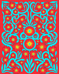 Bold Red Floral Pattern Rug