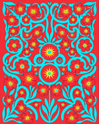 Bold Red Floral Pattern Rug