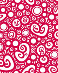 Crimson Swirls Circular Collage Rug