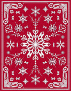Crimson White Winter Snowflake Collection Rug
