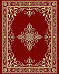 Ornate Red and Gold Floral Border Rug