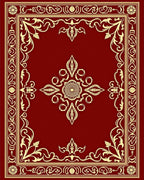Ornate Red and Gold Floral Border Rug