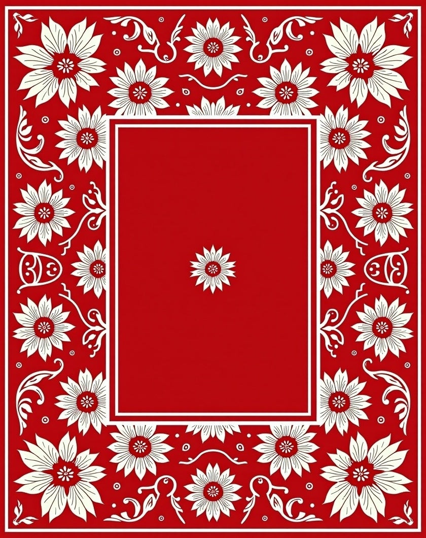 Floral Border Pattern Artwork Rug