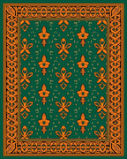 Ornate Floral Patterned Emerald Rug