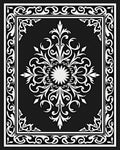 Black White Elaborate Floral Medallion Rug