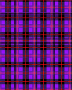 Bold Purple Red Black Plaid Design Rug