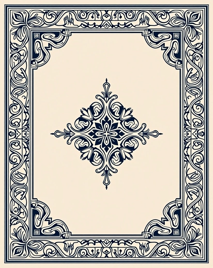 Elegant Ornamental Border Design Rug