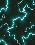 Teal Cosmic Jagged Lightning Stars Rug