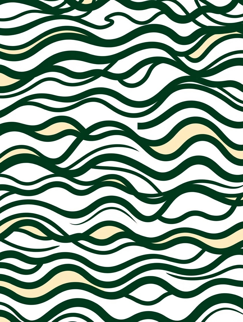 Dark Green Wavy Stripe Pattern Rug