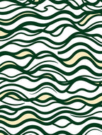 Dark Green Wavy Stripe Pattern Rug