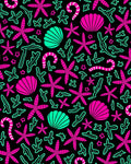Bright Pink Teal Ocean Creatures Design Rug