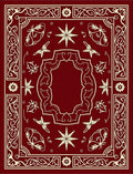 Deep Red Vintage Floral Starburst Frame Rug