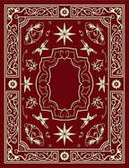 Deep Red Vintage Floral Starburst Frame Rug