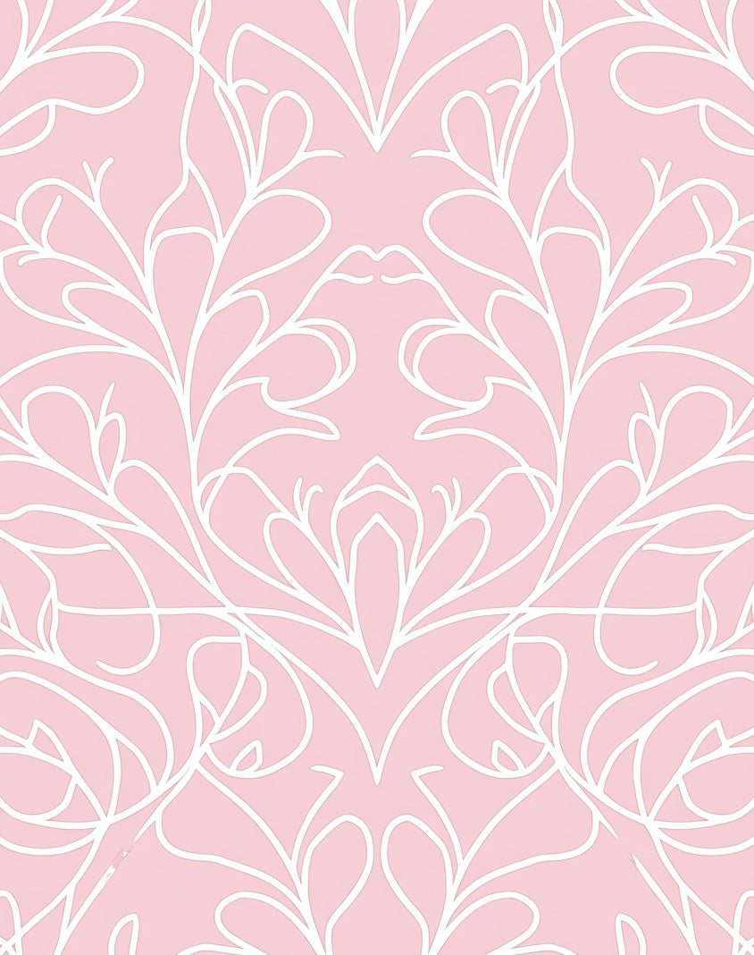 Delicate White Swirl Floral Pattern Rug